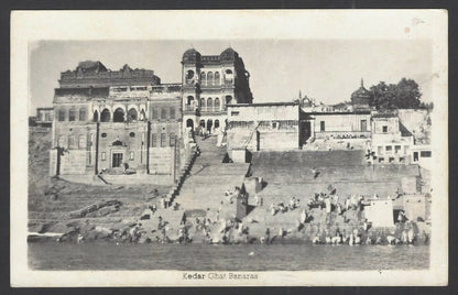 India Kedar Ghat Banaras vintage real photo postcard