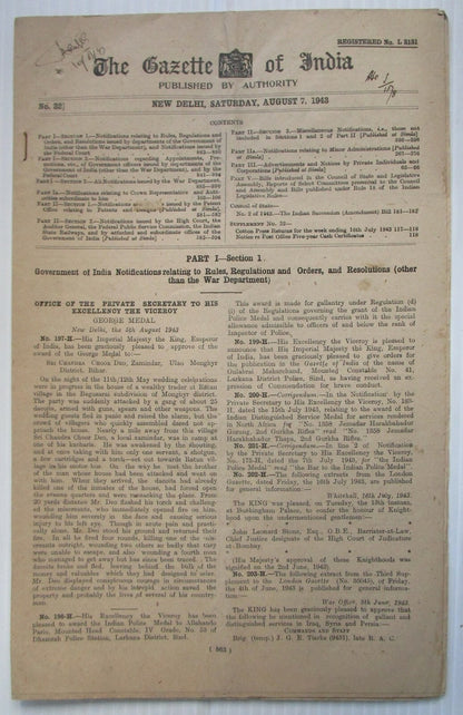 The Gazette of India 1943 issues (10)