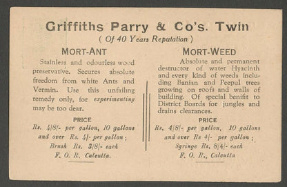 AOPIMT India KGV unused 1/2a postal card with illustrated MORTANT advertisement 