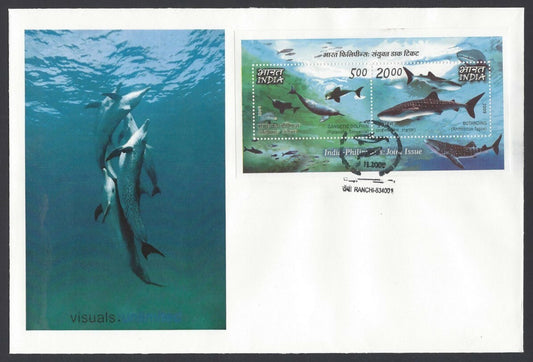 India 2010 Dolphin’s minisheet FDC