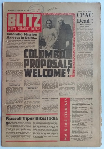 India Blitz January 1963 COLOMBO PROPOSALS