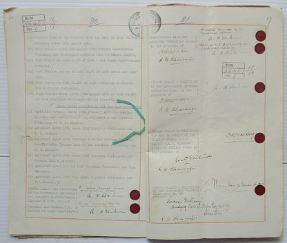 India 1938 doc signed Ambalal Sarabai freedom fighter Cowasjee Jehangir Baronet