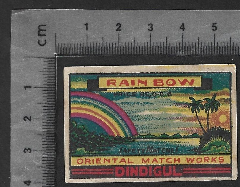 AOP India vintage matchbox label RAINBOW