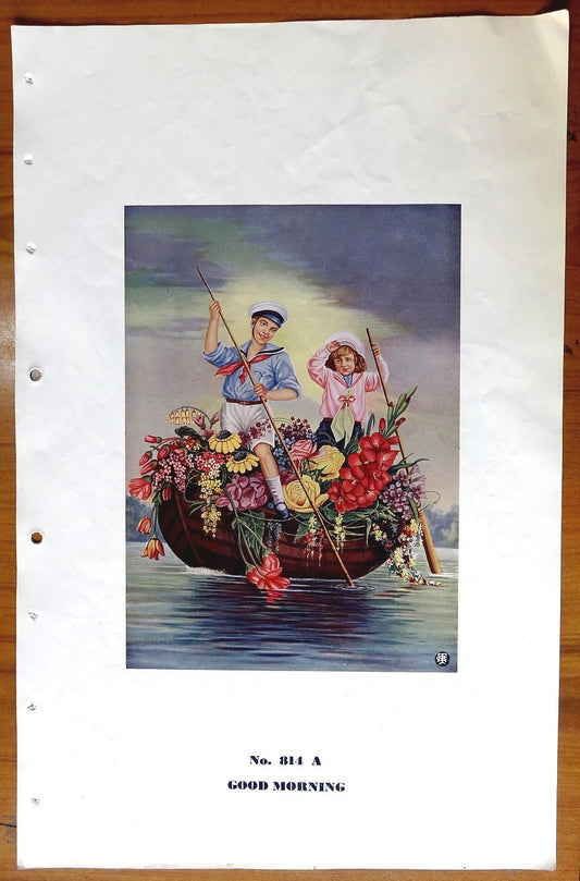 India 1941 11” x 17.5” poster GOOD MORNING Oriental Calendar Co Calcutta