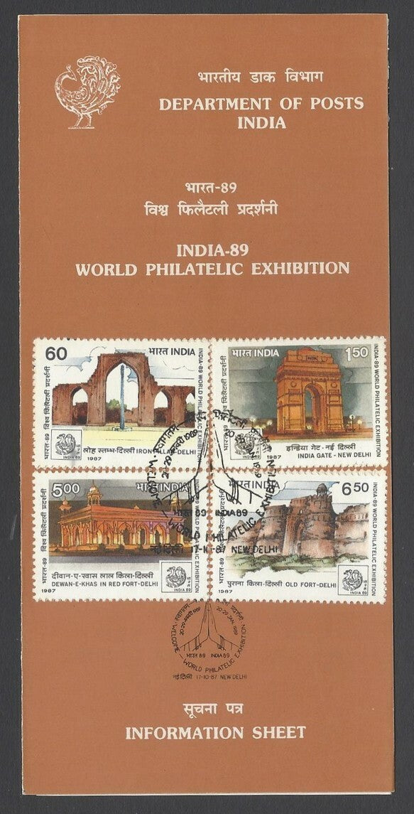 AOP India 1989 India-89 FORTS set of 4 first day information brochure 