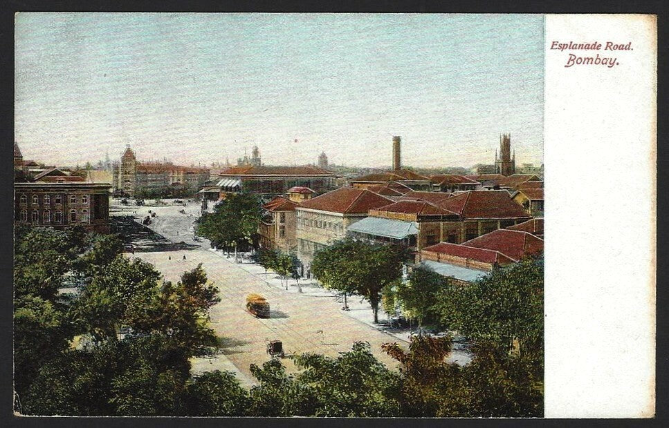 India BOMBAY vintage colour postcard Esplanade Road