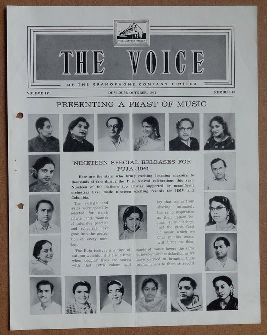 THE VOICE HMV Gramaphone monthly magazine India Oct 1961 Lata Mangeshkar