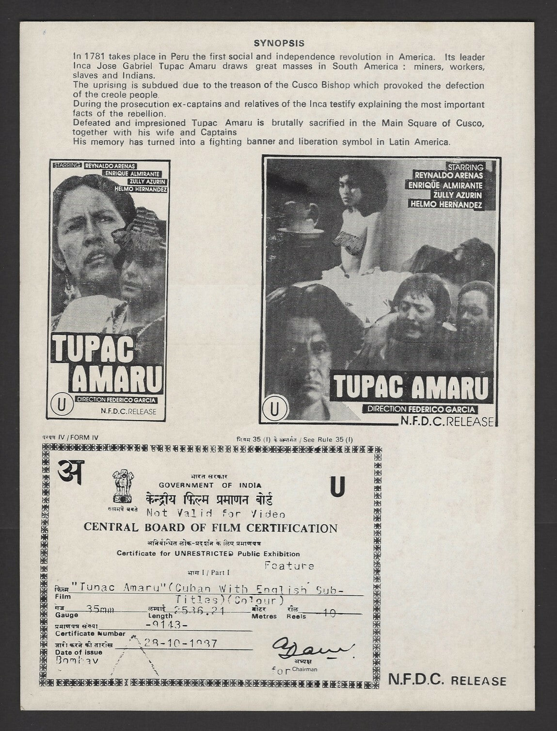 Hollywood Publicity cards for India – History movies