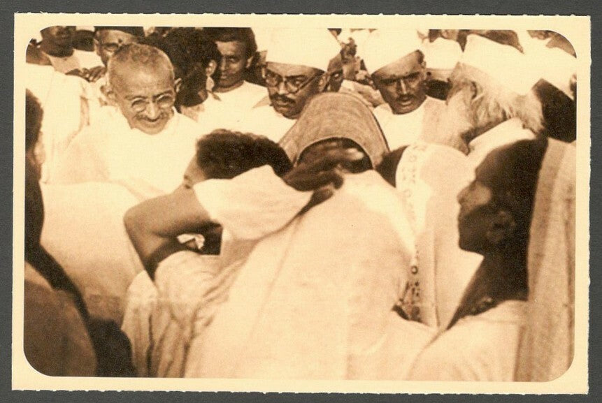 AOP India full back pictorial 50p Gandhi postal card GANDHI 