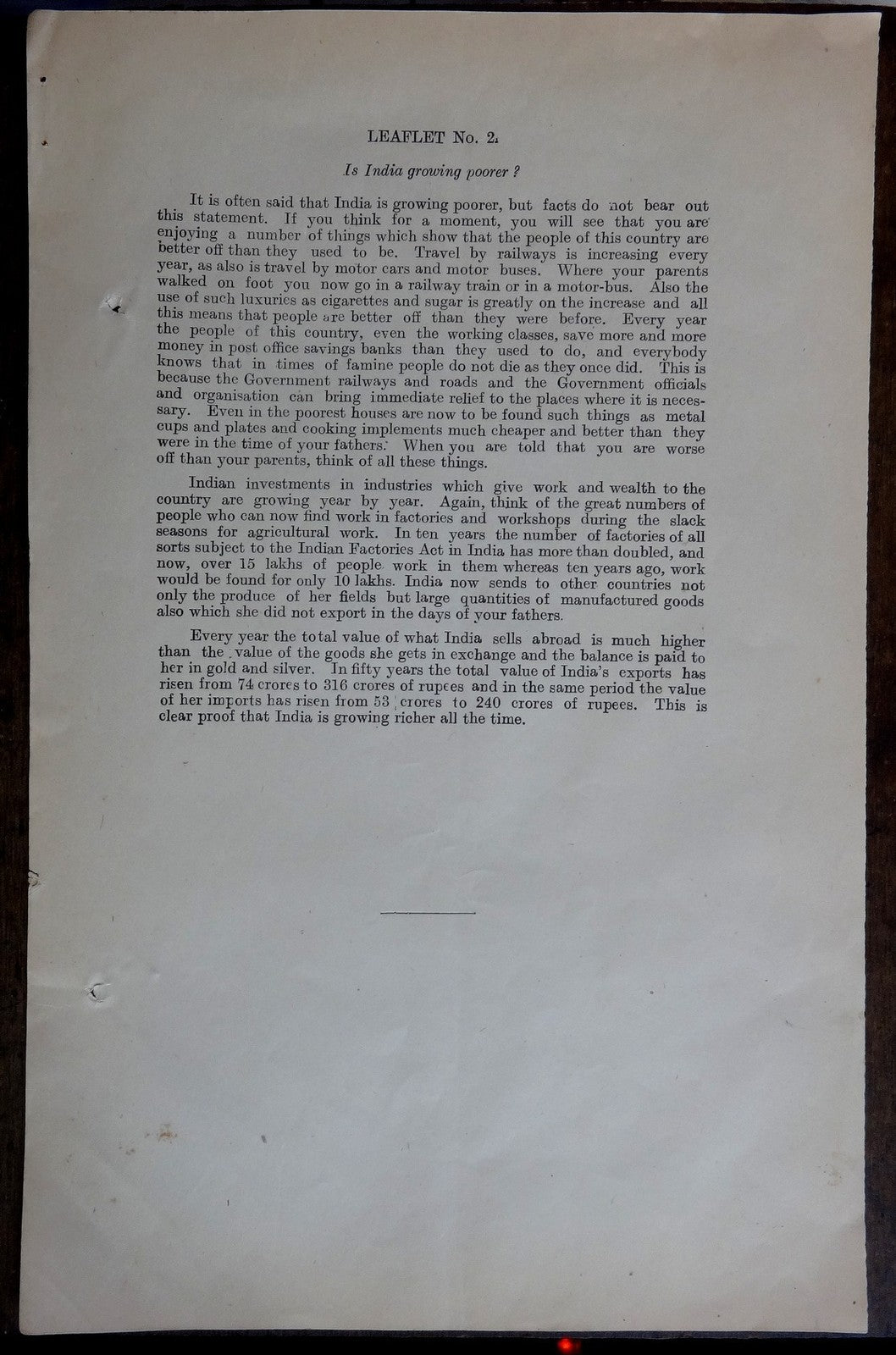 India 1930 British propaganda vs Gandhi’s charge #2 IS INDIA GROWING POORER