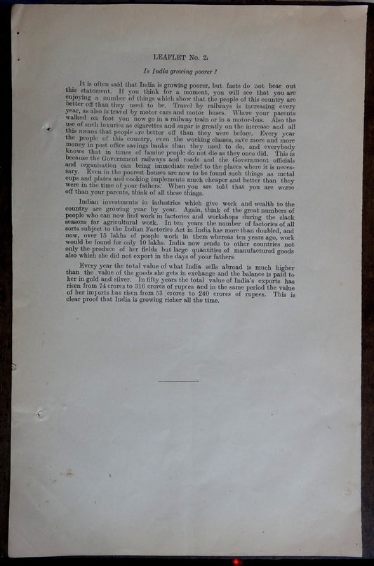 India 1930 British propaganda vs Gandhi’s charge #2 IS INDIA GROWING POORER