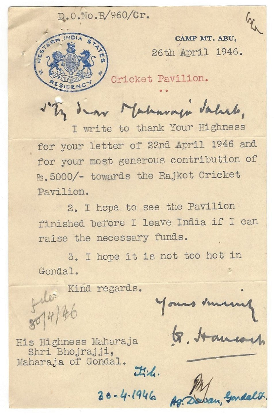 India Cricket 1946 letters (3)