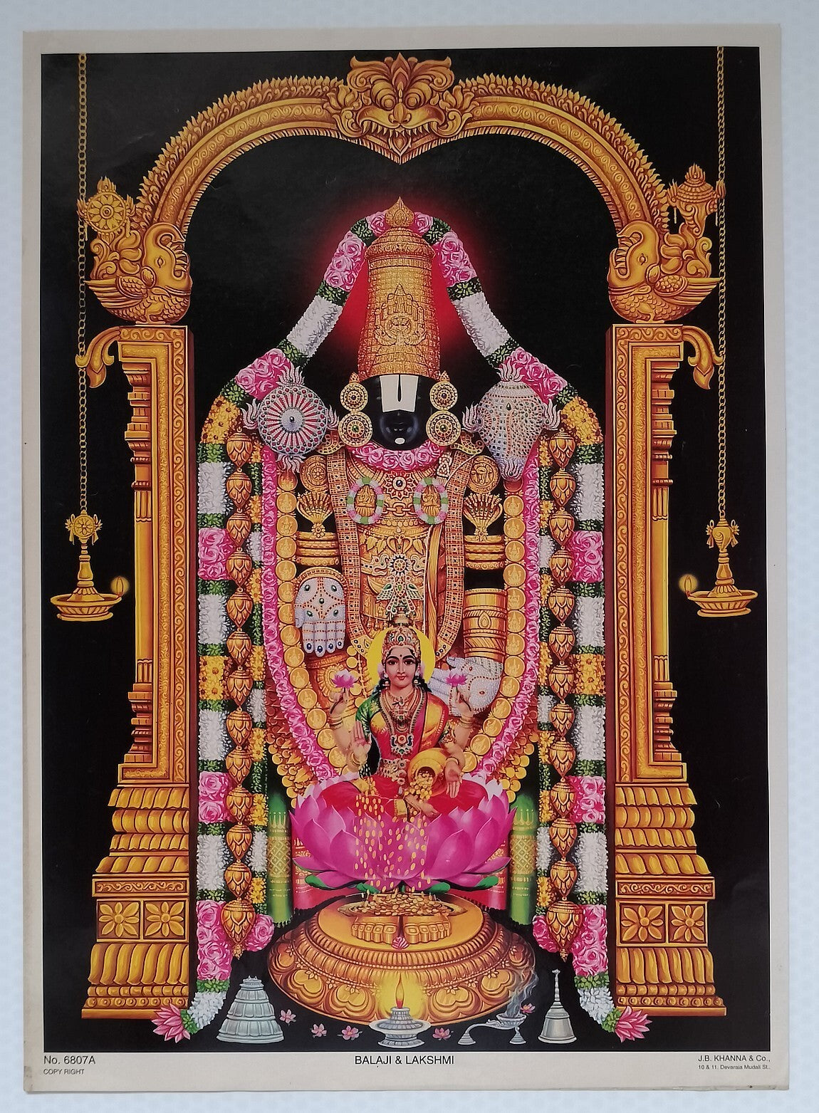 AOP India BALAJI & LAKSHMI Hindu God poster J.B.Khanna & Co. 34 x 24.5cm