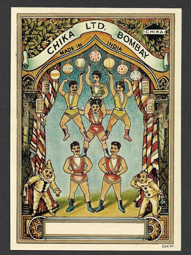 India 1930s-40s vintage textile dye label Chika, Bombay - INDIAN CIRCUS
