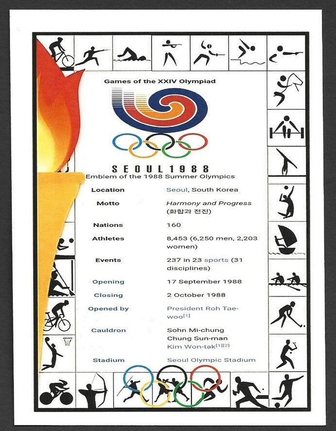 India 2024 Paris Olympics maxi card with 1988 Seoul, South Korea Olympics cachet