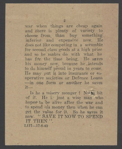 India 1943 WW2 National War Front Propaganda Leaflet Is He A Misery Monger?