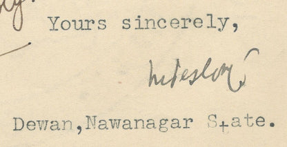 India 1946 crested letter DEWAN OFFIC JAMNAGAR signed