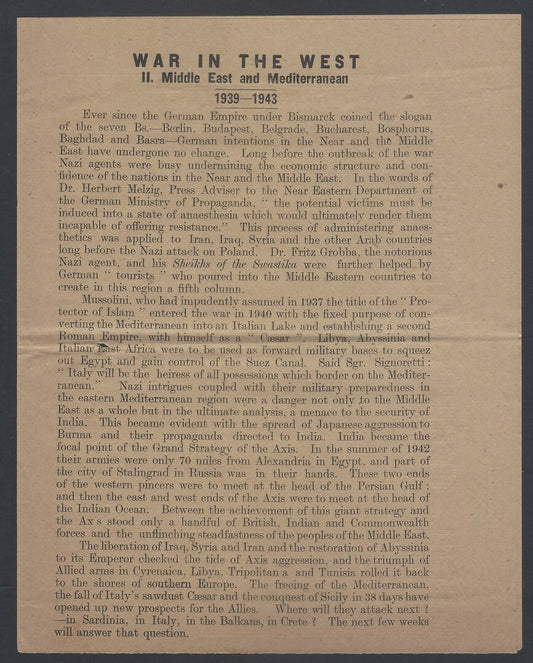 AOP India National War Front Propaganda Leaflet The Goebbelsian Way 2pgs