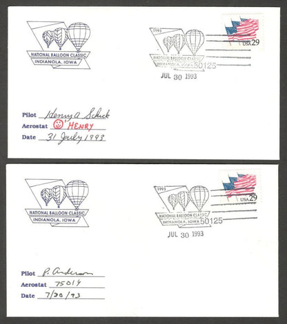 National Balloon Classic, Indianola 1993 covers signed by Pilots (10)