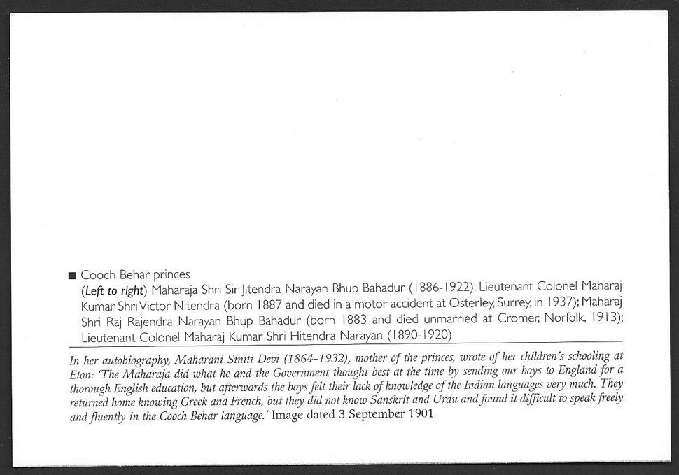 India 2010 Princely States maxi card Cooch Behar Princes