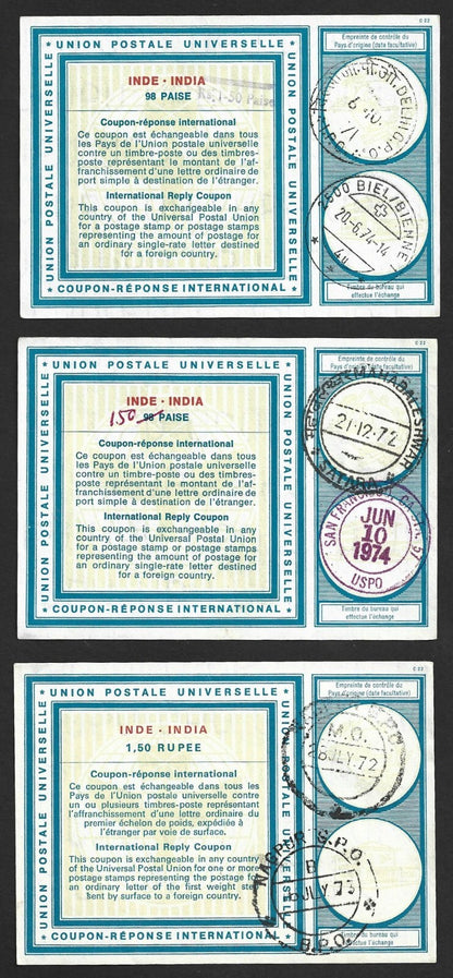 (AOP) India IRC International Reply Coupon collection (12)