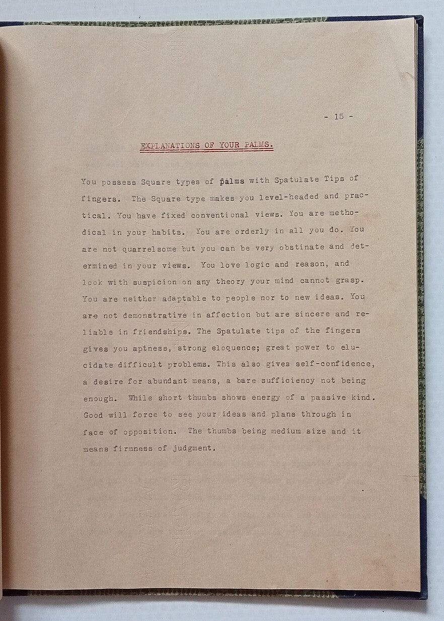 AOP India 1954 book with a year by year astrological & palmist life predictions