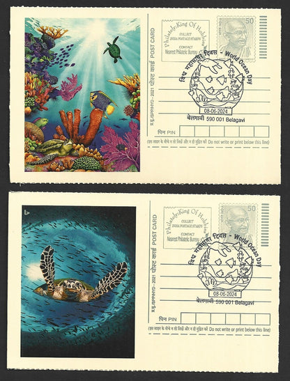 India 2024 World Ocean Day cards TORTOISE & FISH (8)
