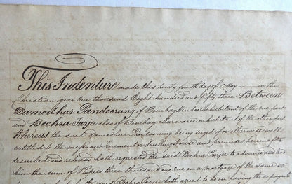 India QV 1868 Special Adhesive 25R on 1911 Indenture
