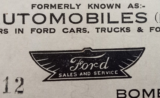AOP India 1940 billhead FORD AUTOMOBILES (INDIA) LTD., Bombay