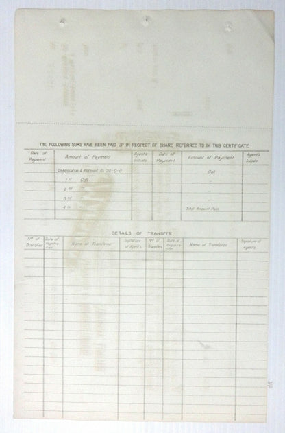 India 1920 Marsden Spinning share certificate UNUSED