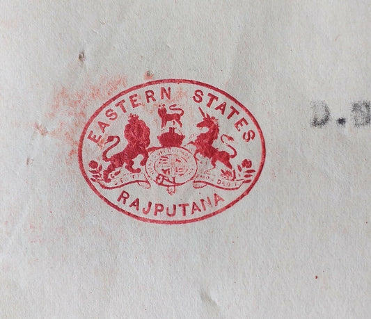 India Eastern States Rajputana - Bharatpur Agency crested letterhead used 1935