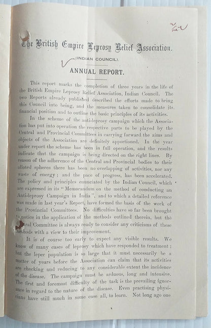 India BRITISH EMPIRE LEPROSY RELIEF ASSOC 1927 report 52pgs