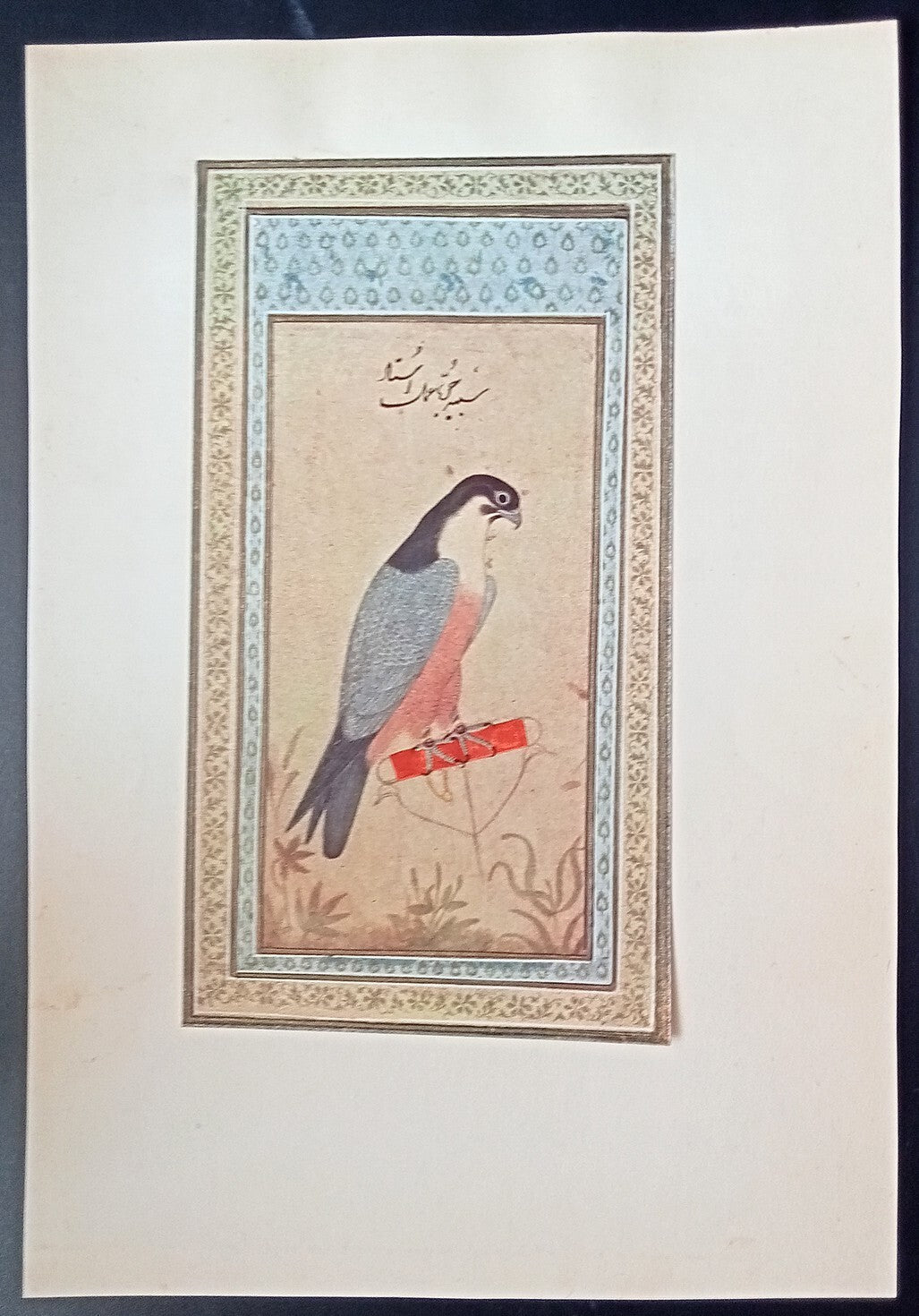 India Mughal Miniature vintage mounted print 5x9 inches - mounted