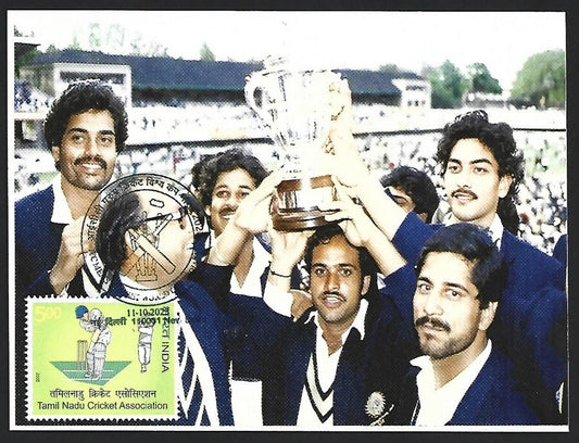 India 2023 ICC Cricket World Cup postcard KAPIL DEV