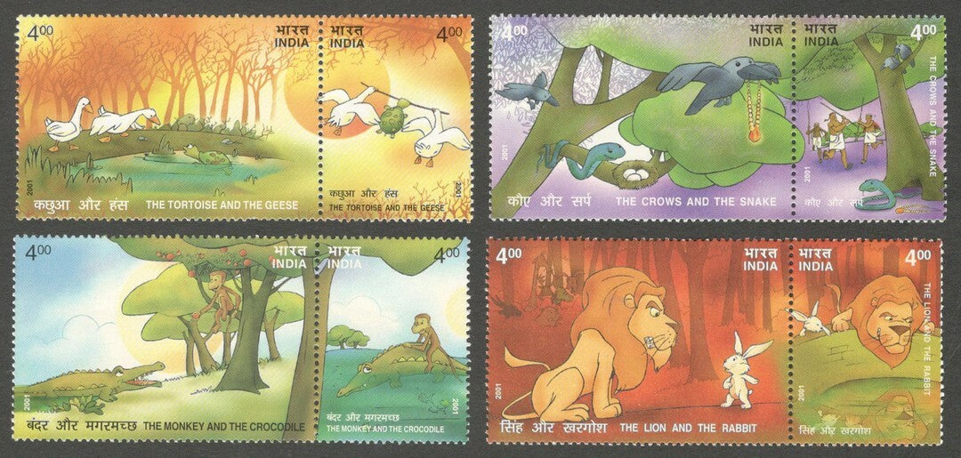 AOP India 2001 Stories From Panchatantra se-tenant pairs MNH
