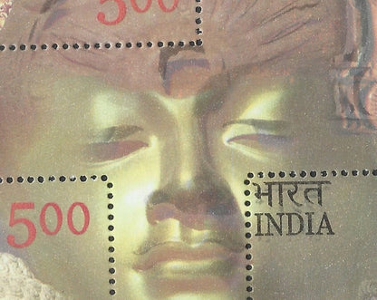 India 2007 Buddha mini sheet with BLACK PRINTED DOUBLE error MNH