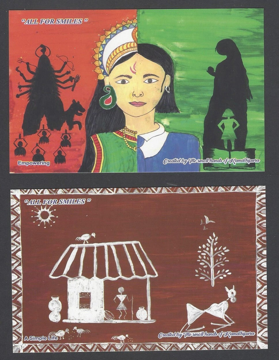 India ALL FOR SMILES Kamathipura Child Art Postcard Pack with 10 postcards 2022