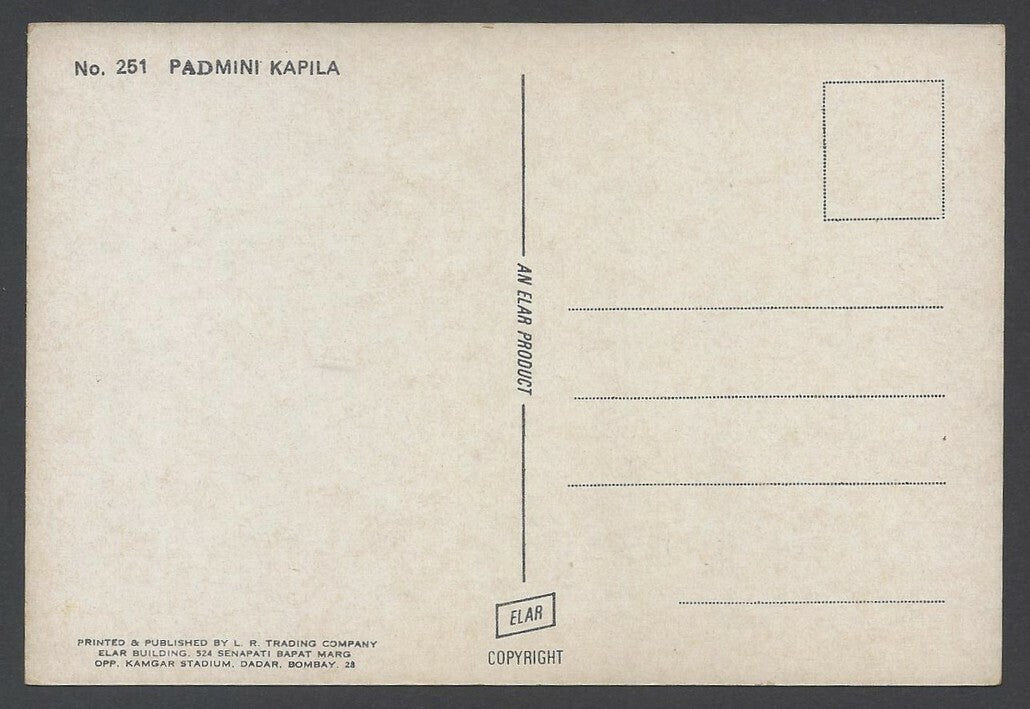 AOP Bollywood vintage postcard PADMINI KAPILA Elar #251