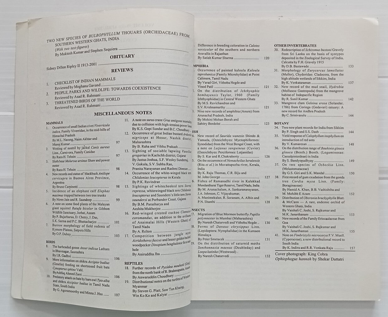 AOP India JOURNAL OF THE BOMBAY NATURAL HISTORY SOCIETY April 2001