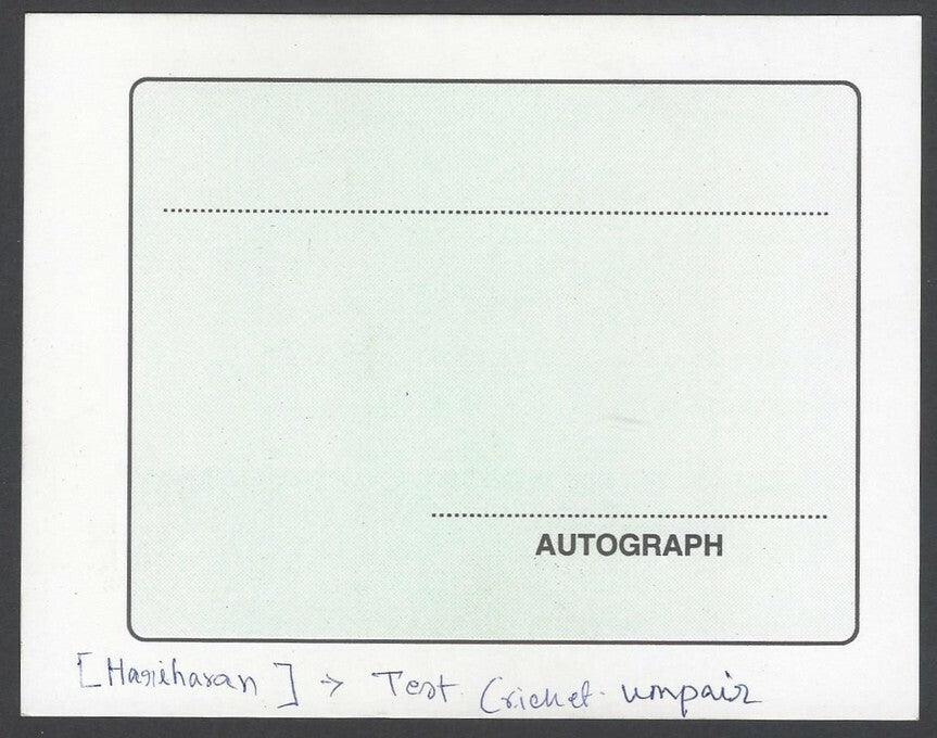 AOP India CRICKET Hariharan Test Cricket Umpire signed autograph card