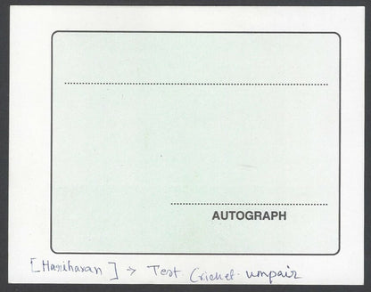 AOP India CRICKET Hariharan Test Cricket Umpire signed autograph card