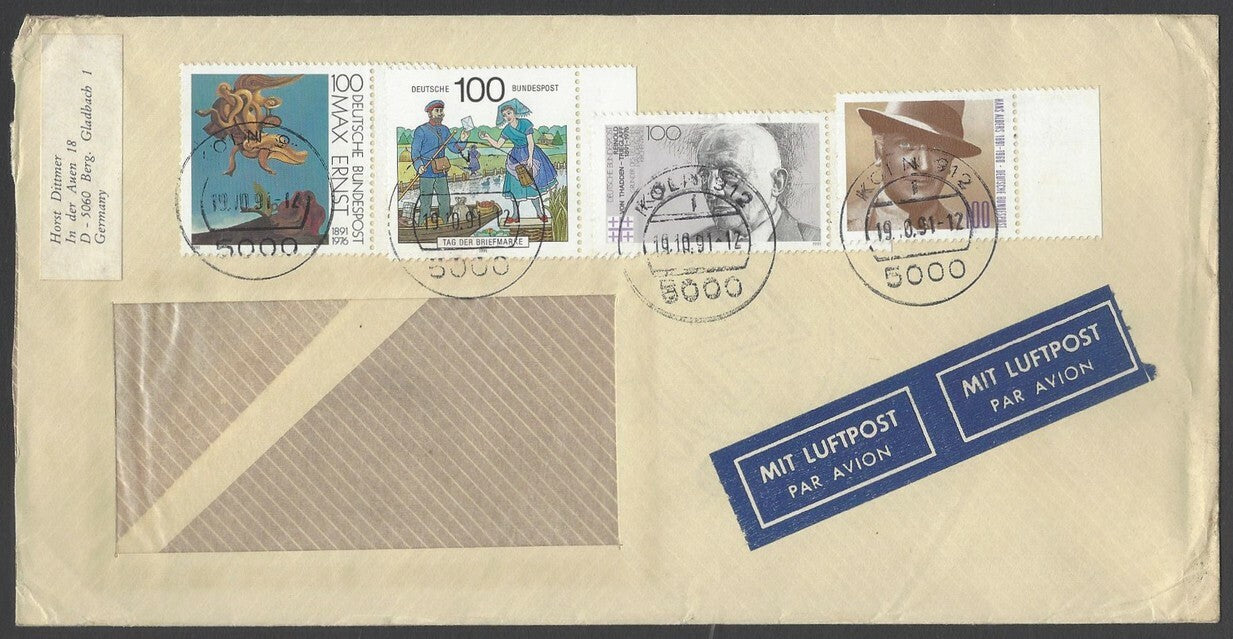 AOP Germany West covers with commemoratives to India (5)