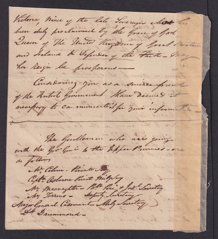 India 1837 letter informing the DEMISE OF KING WILLIAM IV