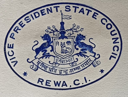 India 1940 crested letter REWA STATE