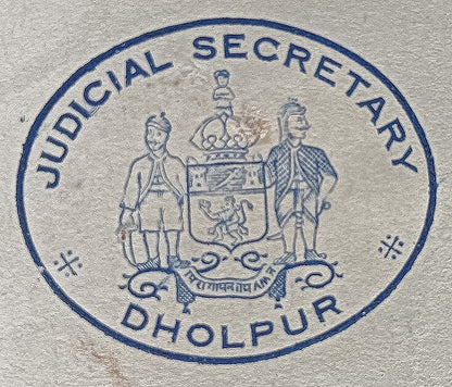 India 1944 crested letter JUDICIAL SECRETARY / DHOLPUR STATE signed