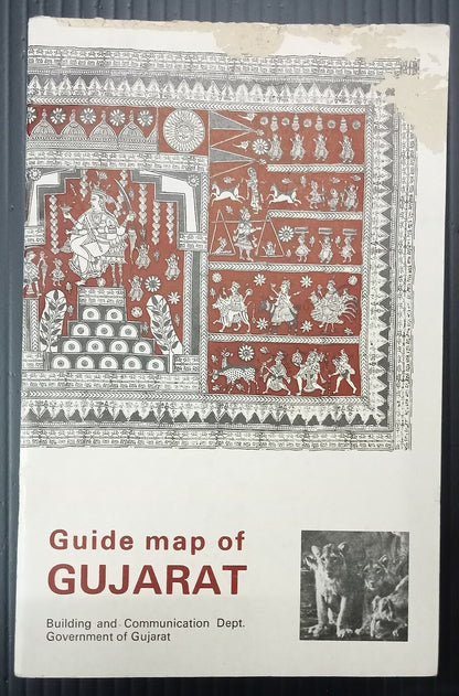 AOP India vintage tourist brochure GUIDE MAP OF GUJARAT 52x85cm