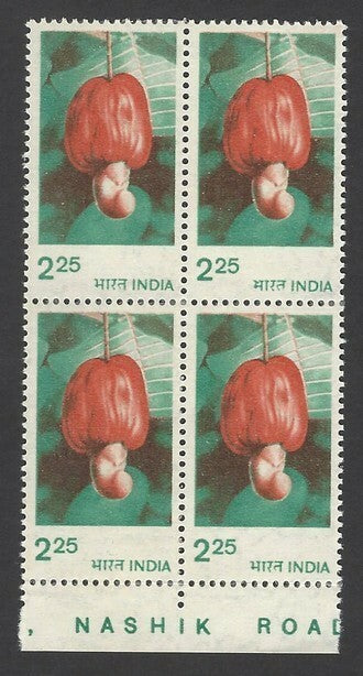 India 1979 6th definitive issue 225 Cashew MNH block of 4