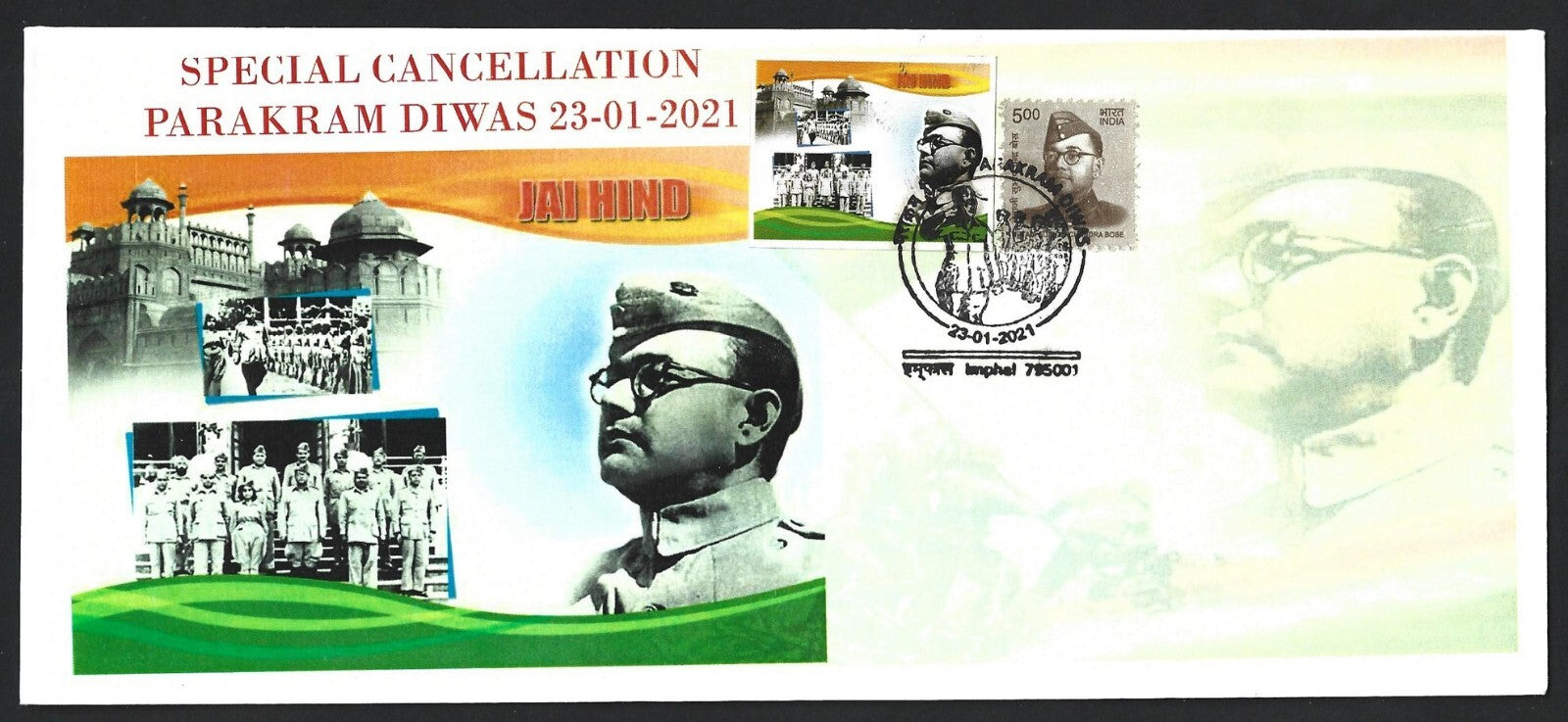 India 2021 Netaji Jayanti Subhas Chandra Bose special cover with label