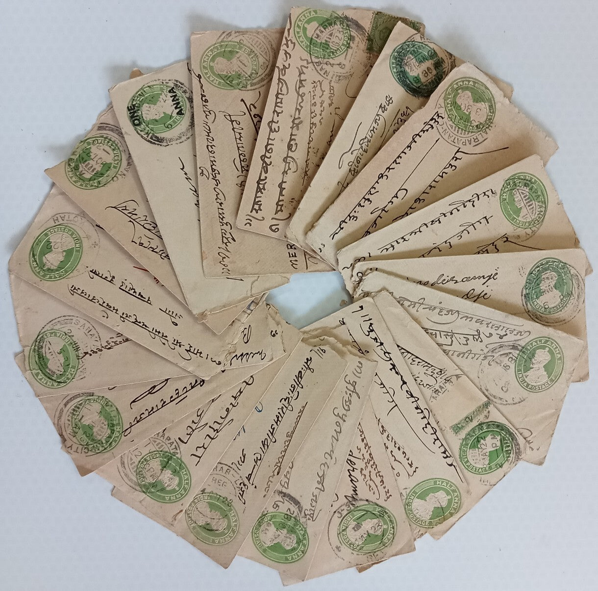 AOP India KGV 1/2a green envelopes x 100 selected for condition WHOLESALE