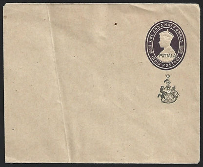 India PATIALA STATE 194? KGVI 1a envelope mint. HG #B15